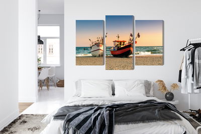 Ljuddämpande tavla - Fishing boats on the beach