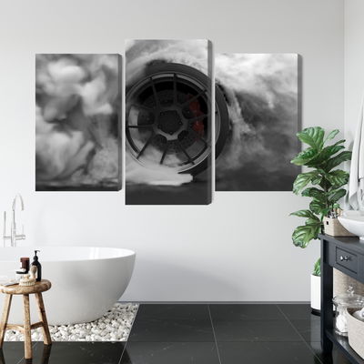 Ljuddämpande tavla - Car wheel in a cloud of 3d