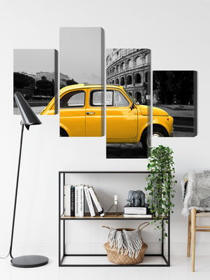 Ljuddämpande tavla - Yellow retro car