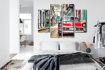 Ljuddämpande tavla - Red chevrolet car in retro