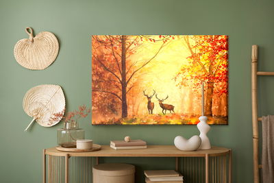 Ljuddämpande tavla - Deer in the autumn forest