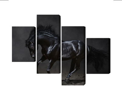 Ljuddämpande tavla - Black horse at a gallop