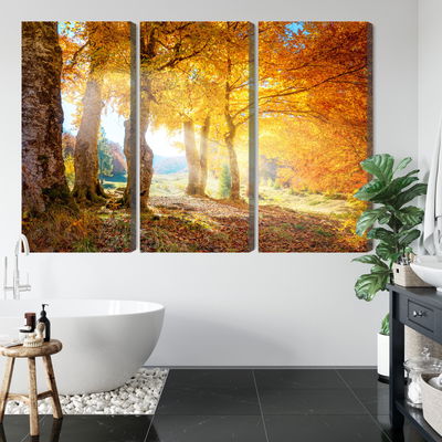 Ljuddämpande tavla - Sunny autumn forest