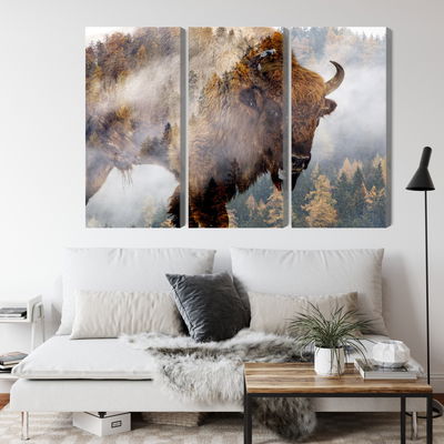 Ljuddämpande tavla - A bison on the background