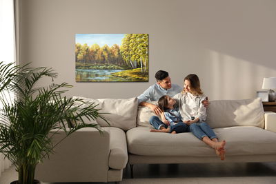 Ljuddämpande tavla - Landscape with a lake