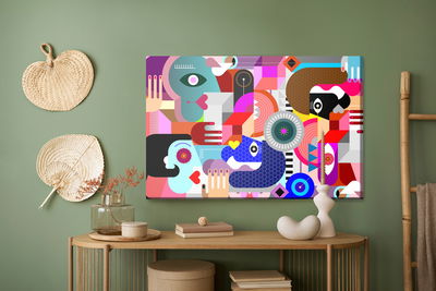 Ljuddämpande tavla - Abstract colorful faces