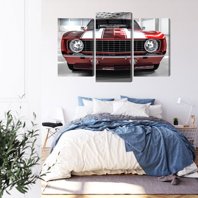 Ljuddämpande tavla - A red muscle car in a garage