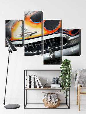 Ljuddämpande tavla - Historic car with flames