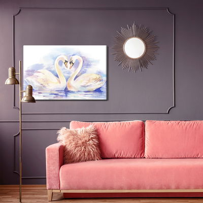 Ljuddämpande tavla - Loving swans