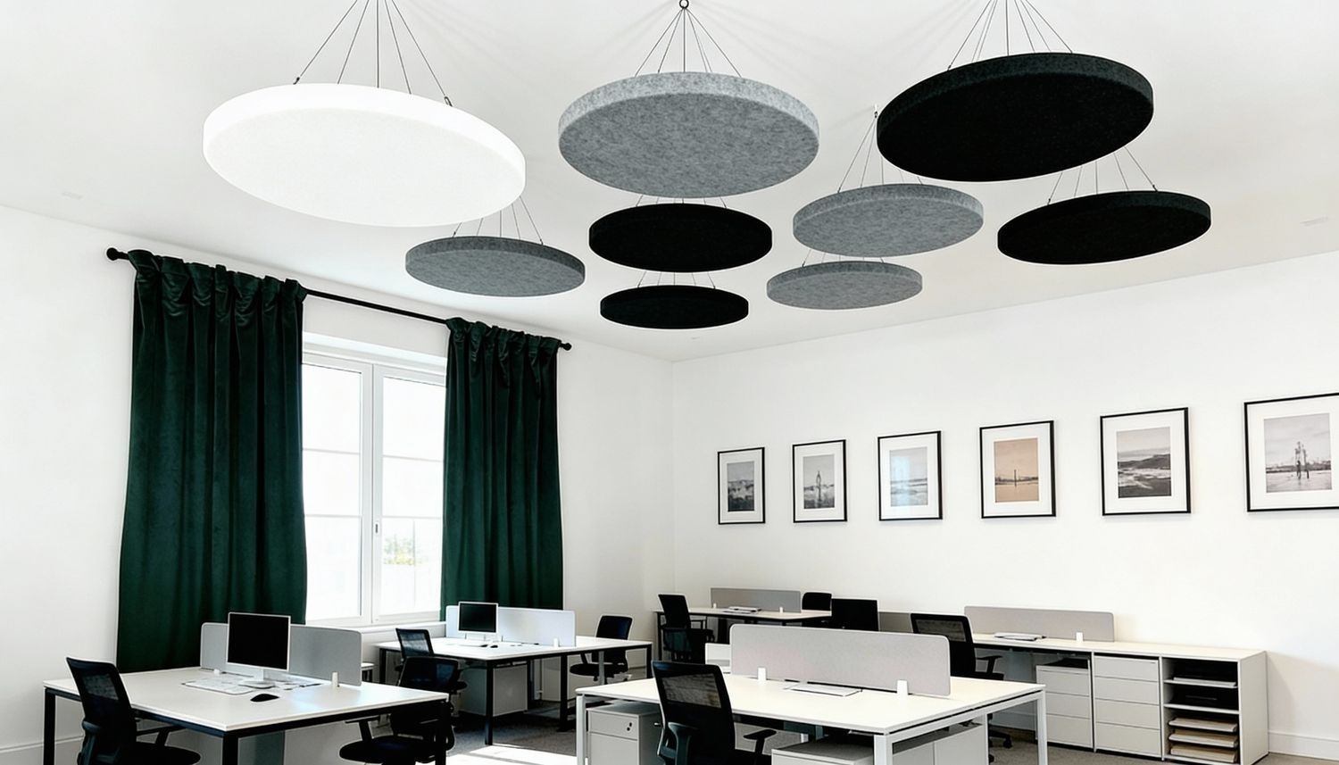 Kunskapsportal om ljudabsorbering i kontor och hur absorbenter minskar eko, förbättrar taltydlighet och skapar bättre arbetsmiljö.