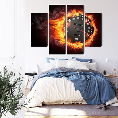 Ljuddämpande tavla - Speedometer in flames
