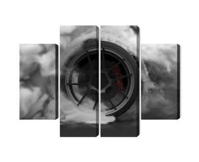 Ljuddämpande tavla - Car wheel in a cloud of 3d