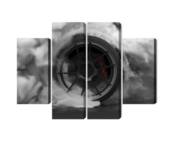 Ljuddämpande tavla - Car wheel in a cloud of 3d