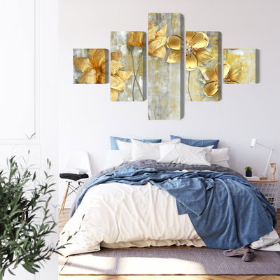 Ljuddämpande tavla - Decorative flowers in shades