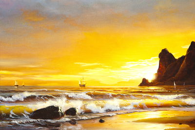 Ljuddämpande tavla - Sea and sunset