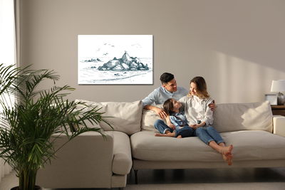 Ljuddämpande tavla - Sea of ​​rocks and seagulls