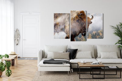 Ljuddämpande tavla - A bison on the background