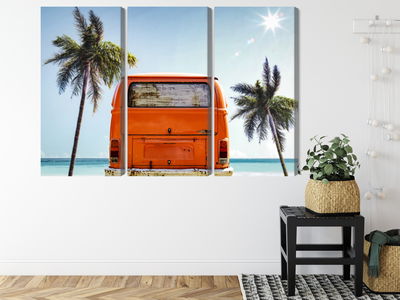 Ljuddämpande tavla - Retro car between palm trees