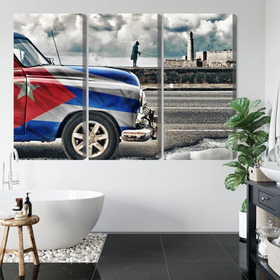 Ljuddämpande tavla - A car with a cuban flag