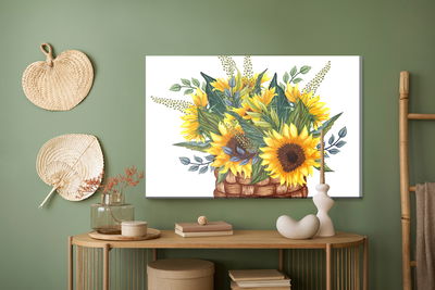 Ljuddämpande tavla - Basket with a bouquet