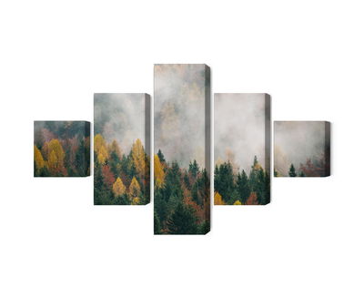 Ljuddämpande tavla - Autumn forest in the fog 3d