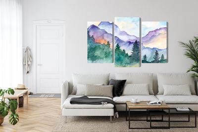 Ljuddämpande tavla - Painted mountain landscape