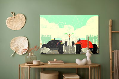 Ljuddämpande tavla - A retro car race