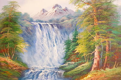 Ljuddämpande tavla - A waterfall in the mountains