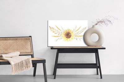Ljuddämpande tavla - Sunflower with leaves