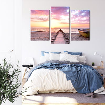 Ljuddämpande tavla - Boat on the beach 3d