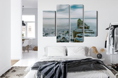 Ljuddämpande tavla - Rocky beach and 3d wooden