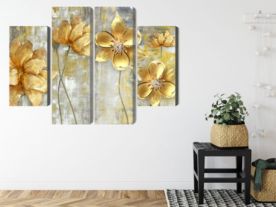 Ljuddämpande tavla - Decorative flowers in shades