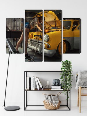 Ljuddämpande tavla - Sexy woman welded to a car