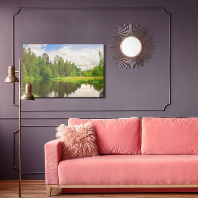 Ljuddämpande tavla - Forest landscape with a lake