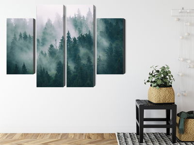 Ljuddämpande tavla - Fog in the green forest