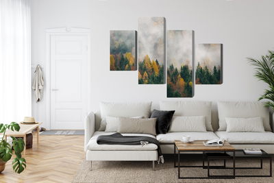 Ljuddämpande tavla - Autumn forest in fog 3d