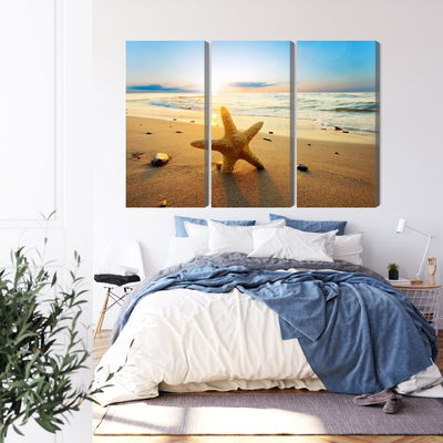 Ljuddämpande tavla - Starfish on the beach 3d