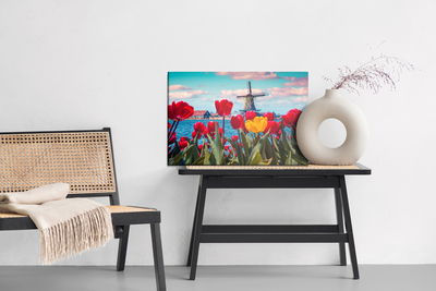 Ljuddämpande tavla - Tulips on a dutch windmill