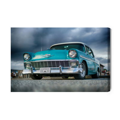 Ljuddämpande tavla - Turquoise car and clouds