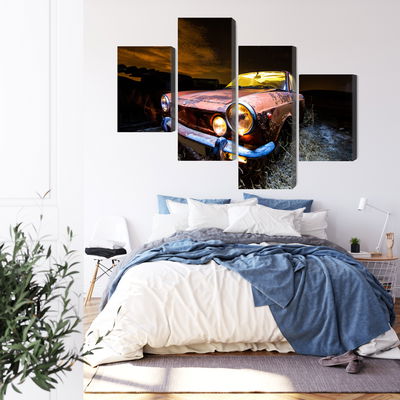 Ljuddämpande tavla - Old abandoned car 3d