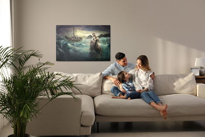 Ljuddämpande tavla - Jesus walking on water