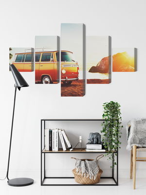 Ljuddämpande tavla - Retro car on the beach