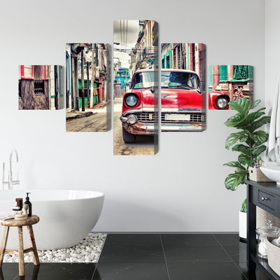 Ljuddämpande tavla - Red chevrolet car in retro