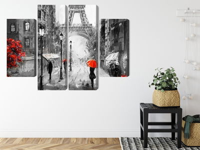 Ljuddämpande tavla - People with red umbrellas