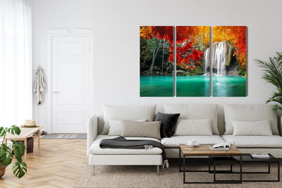 Ljuddämpande tavla - Cascade in the autumn forest