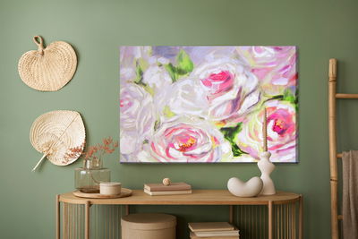 Ljuddämpande tavla - Blooming roses as painted