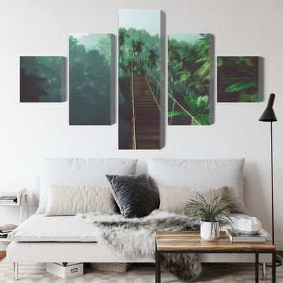 Ljuddämpande tavla - Rope bridge in the jungle 3d