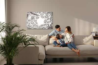 Ljuddämpande tavla - Drawing coffee beans