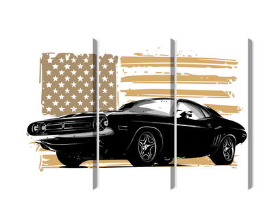 Ljuddämpande tavla - American muscle car with Usa