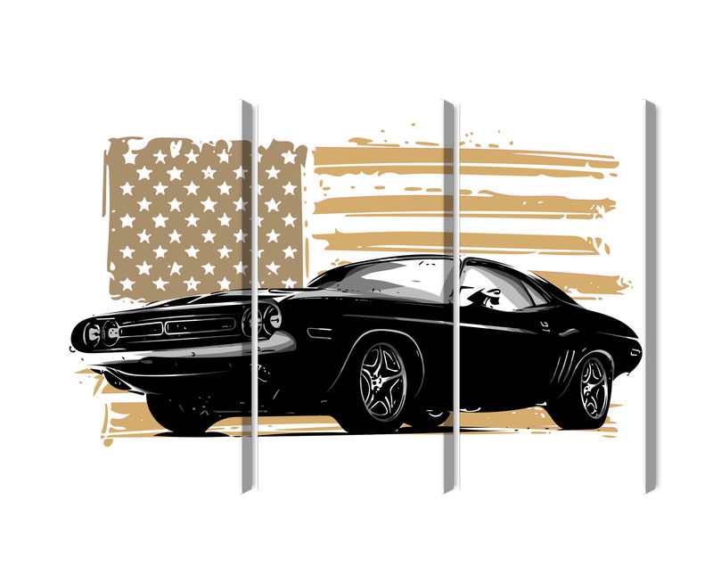 Ljuddämpande tavla - American muscle car with Usa